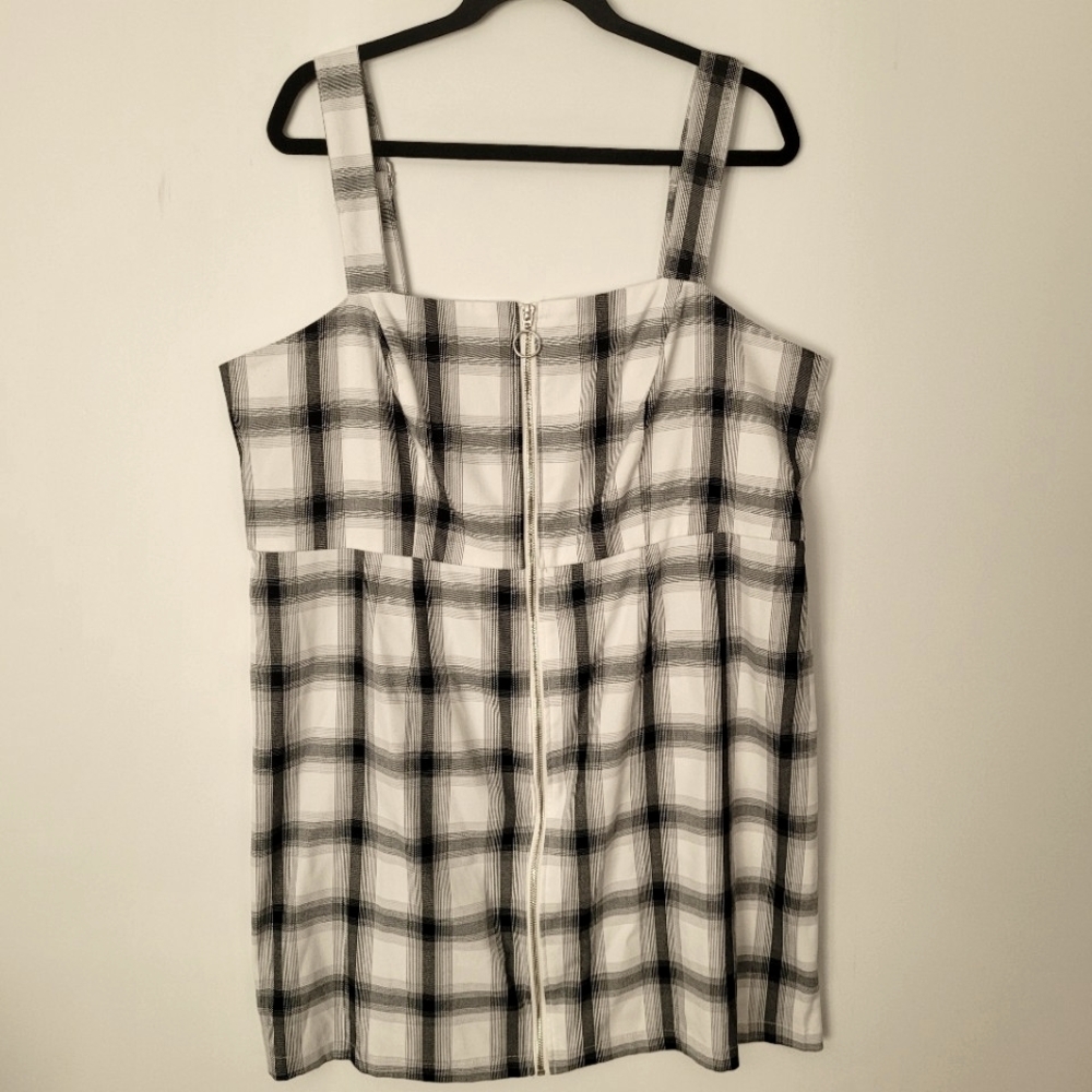 FOREVER 21+ Plaid Black White Dress Mini Size 2X Goth Dark Academia Grunge